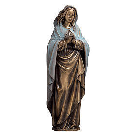 Estatua María Inmaculada bronce 65 cm capa azul para EXTERIOR