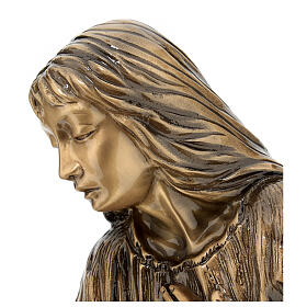 Funerary statue of grieving girl in bronze 45 cm for EXTERNAL USE