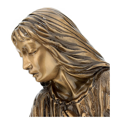 Funerary statue of grieving girl in bronze 45 cm for EXTERNAL USE 2