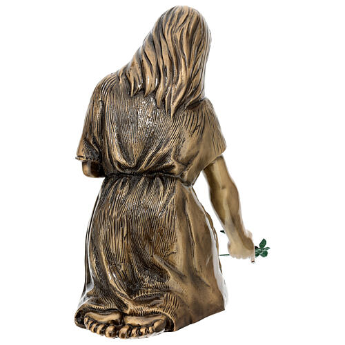 Funerary statue of grieving girl in bronze 45 cm for EXTERNAL USE 10