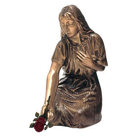Statue sacre in metallo: Statua funeraria giovane afflitta bronzo 45 cm per ESTERNO