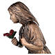 Bronzestatue Frau mit Blumen 45 cm Höhe für den AUßENBEREICH s4