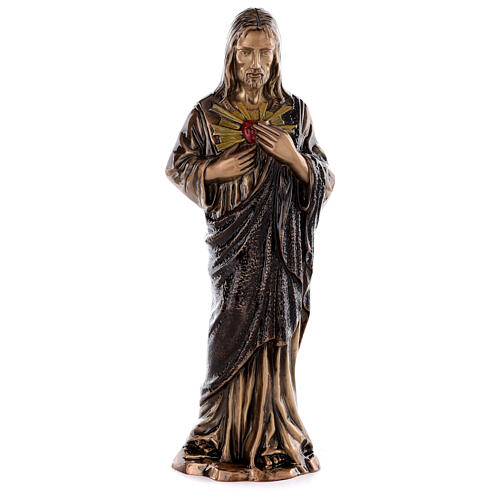 Sculpture Sacré-Coeur Jésus bronze 60 cm pour EXTÉRIEUR 1
