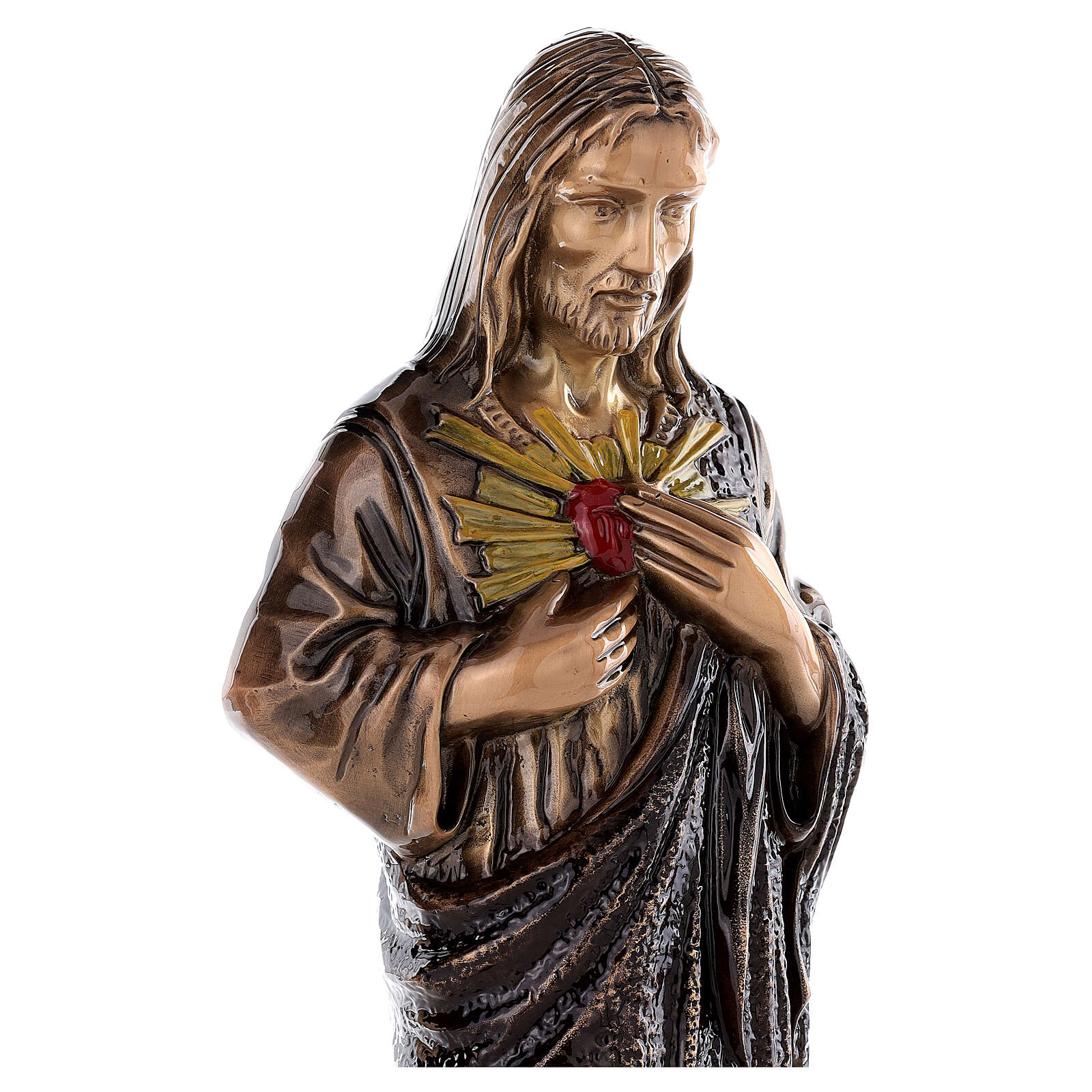 Colored Sacred Heart of Jesus Bronze Statue 60 cm for online sales on