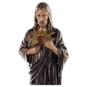 Colored Sacred Heart of Jesus Bronze Statue 60 cm for OUTDOORS