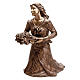 Statue of kneeling woman with flowers in bronze 45 cm for EXTERNAL USE s1