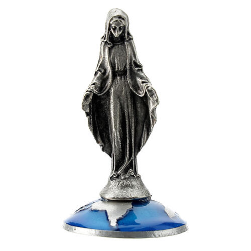 Miraculous Mary statue on base with world, 6 cm 1