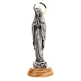 Our Lady of Lourdes statue, zamak and olivewood, 12 cm