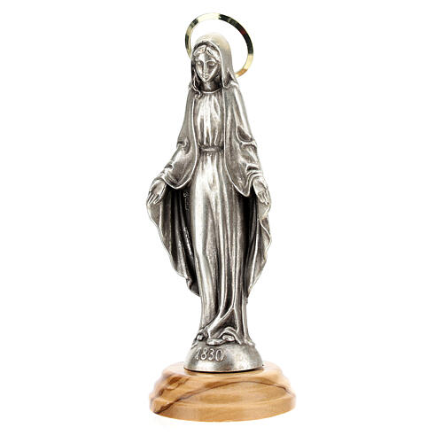 Our Lady of the Miraculous Medal statue, zamak and olivewood, 12 cm 2