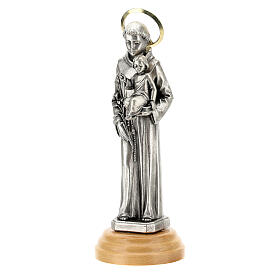 Heiliger Antonius – Statue 12 cm, Zamak mit Sockel aus Olivenholz