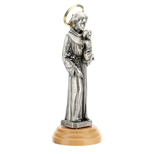 Heiliger Antonius – Statue 12 cm, Zamak mit Sockel aus Olivenholz 3