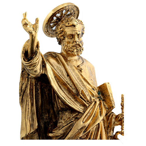 Saint Peter statue in gilded bronze, 12 in 6