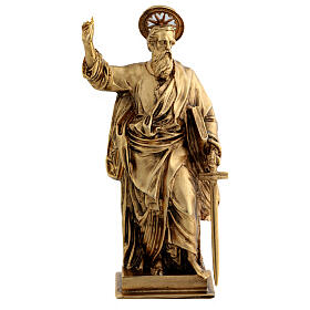 Heiliger Paulus – Statue aus goldfarbener Bronze, 30 cm