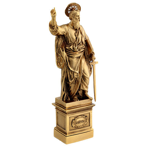 Heiliger Paulus – Statue aus goldfarbener Bronze, 30 cm 5