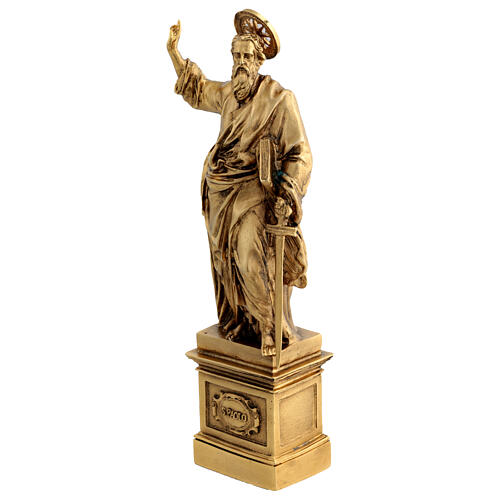 Statue Saint Paul bronze doré 30 cm 3