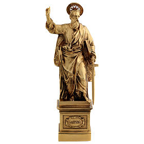 Estátua de São Paulo em bronze dourado de 30 cm