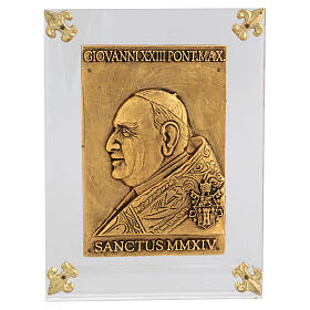Alloy plaque on plexiglass, Pope John XXIII, 8x6 in