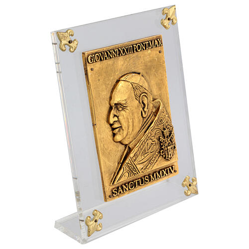 Pope John XXIII alloy tablet on plexiglass 20x15 cm 3