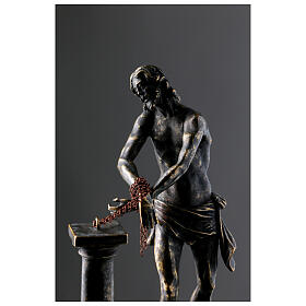 Estátua Cristo na coluna bronze base mármore 23 cm