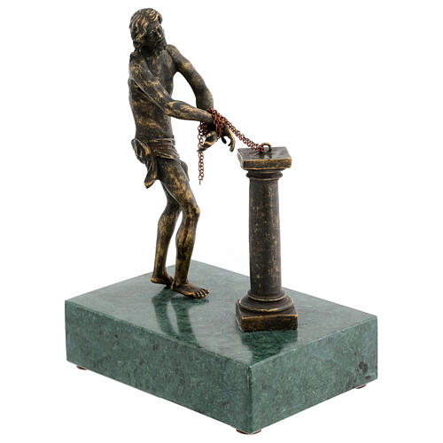 Estátua Cristo na coluna bronze base mármore 23 cm 5
