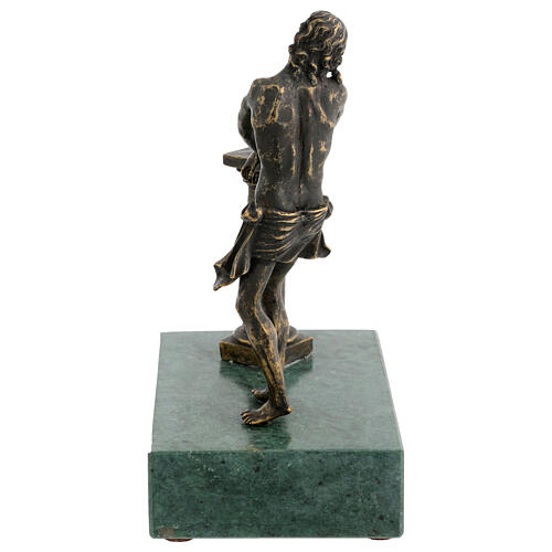 Estátua Cristo na coluna bronze base mármore 23 cm 9