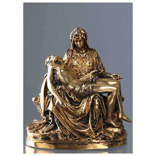 Statue Pietà en laiton doré 17 cm 3