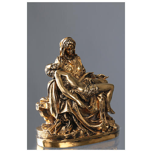 Statue Pietà en laiton doré 17 cm 4