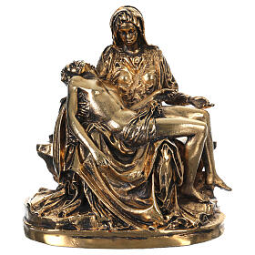 Pieta Statue in golden brass 17 cm