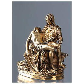 Pieta Statue in golden brass 17 cm