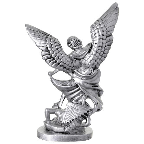 Archangel Saint Michael, silver resin statue, 8 in 6