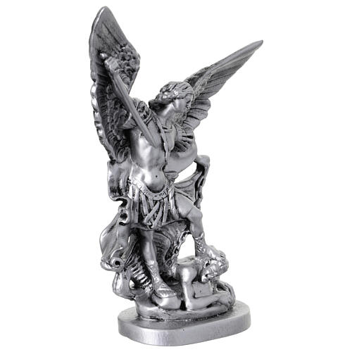 Saint Michel Archange statue argent 20 cm résine 5