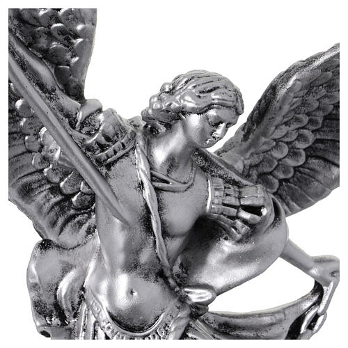 Saint Michael the Archangel, resin statue, 10 in, silver finish 2