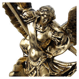 Saint Michel statue résine colorée laiton 30 cm