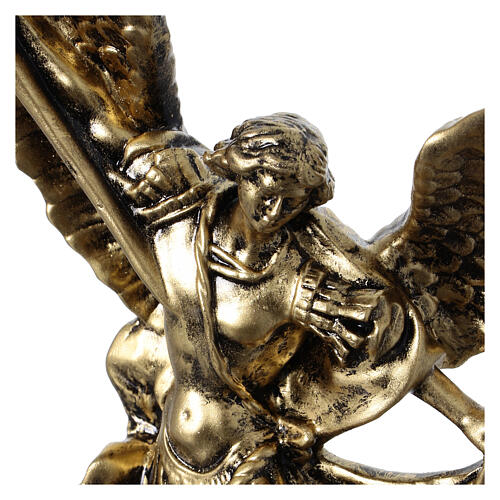Estátua São Miguel resina cor dourada 20 cm 2