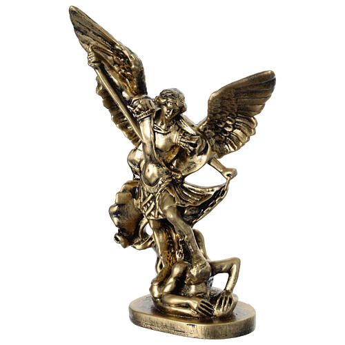 Statua resina San Michele 15 cm effetto ottone 3