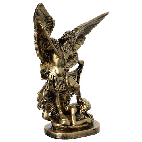 Statua resina San Michele 15 cm effetto ottone 5