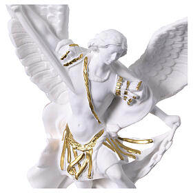 St Michael statue in white resin and gold 28 cm