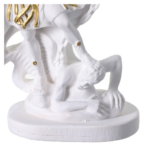 St Michael statue in white resin and gold 28 cm 4