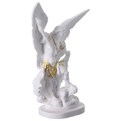 St Michael statue in white resin and gold 28 cm 5