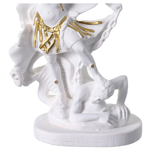 St Michael statue in white resin and gold 20 cm 4