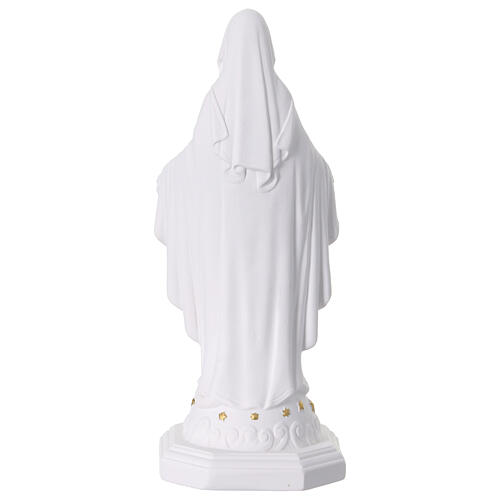 Virgen Milagrosa de resina blanca y oro 30 cm 6