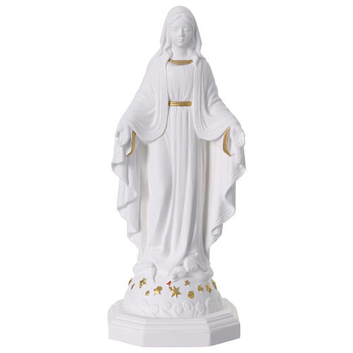 Vierge Miraculeuse en résine blanche et or 30 cm 1