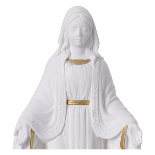 Vierge Miraculeuse en résine blanche et or 30 cm 2