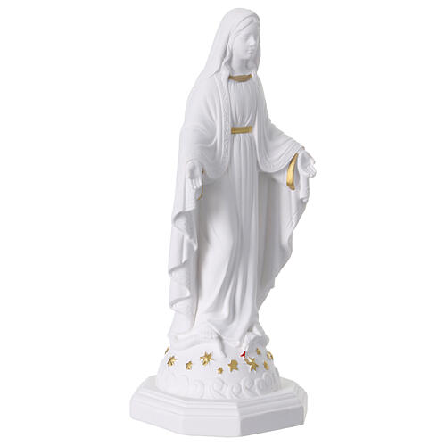 Vierge Miraculeuse en résine blanche et or 30 cm 5