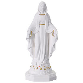 Wundertätige Gottesmutter – Statuette aus weißem Resin mit goldfarbenen Akzenten, 15 cm