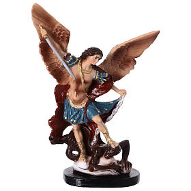 Colourful resin statue of Saint Michael, 10 in