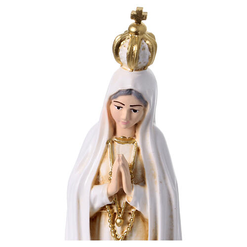 Estátua Nossa Senhora de Fátima 20 cm resina pintada cor de marfim 2