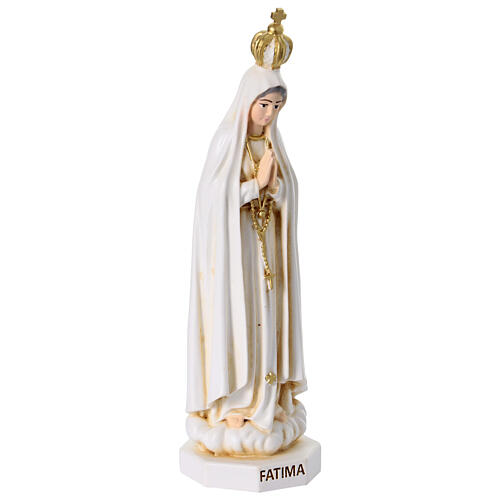 Estátua Nossa Senhora de Fátima 20 cm resina pintada cor de marfim 4