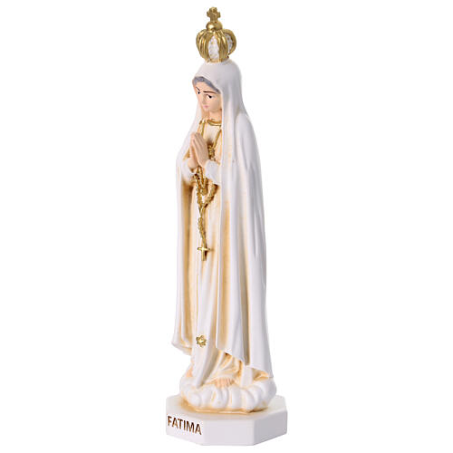 Statue de Fatima 15 cm peinte couleur ivoire détails or 3