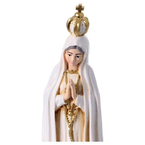 Figurka Fatimska, 15 cm, malowana kolor kości słoniowej, złote detale 2
